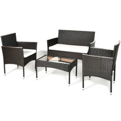 Goplus Outdoor Rattan Wicker 4-Piece Furniture Set product